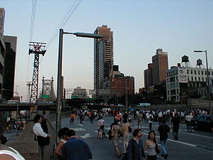 People walking in New York City during the bla...