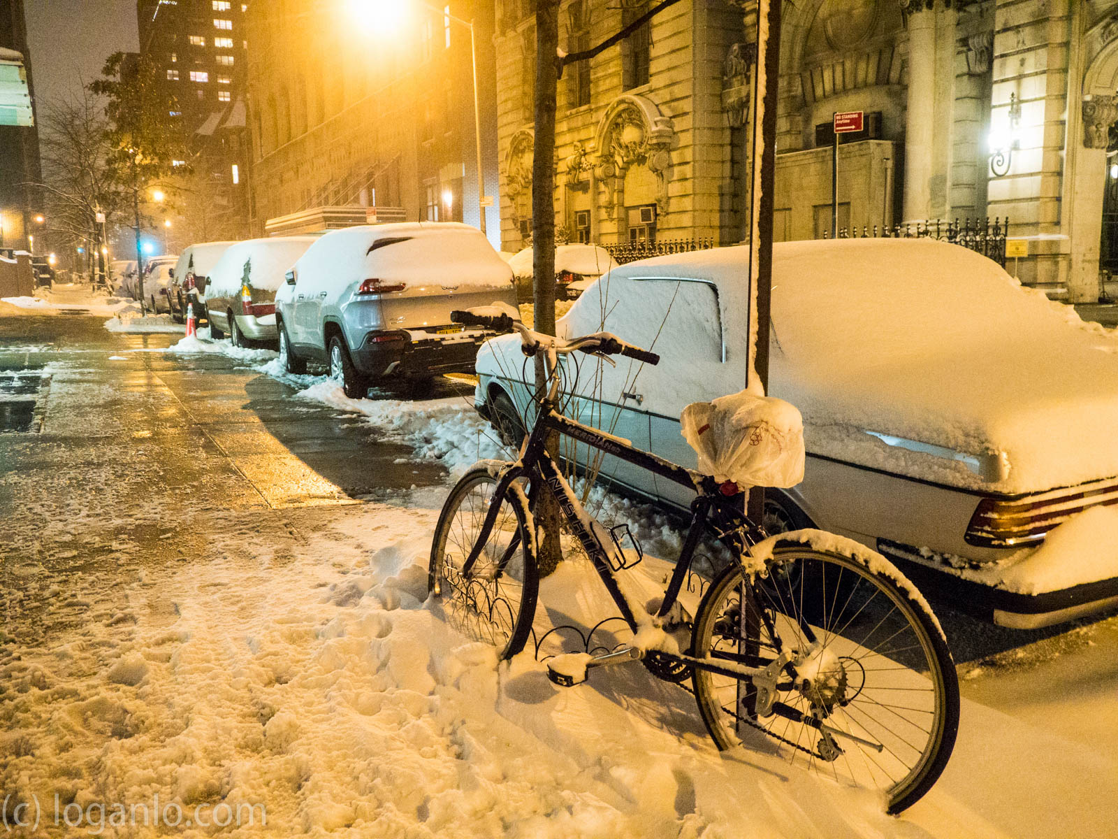 Snow covered bicycle in NYC