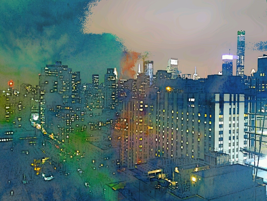 Watercolor view of the UES, NY,